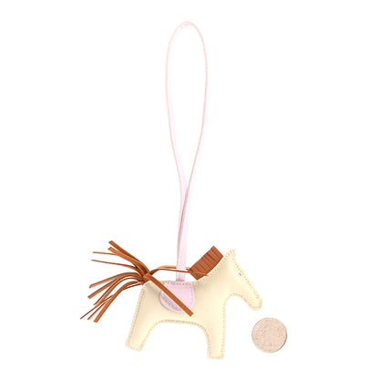 Hermes Milo Lambskin Grigri Rodeo Horse Bag Charm PM Craie Mauve Pale Gold 2 of 4