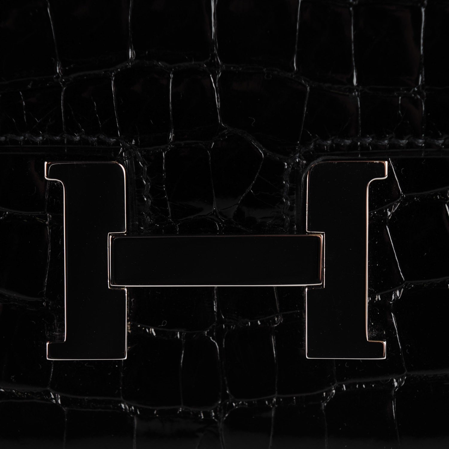 Hermes Shiny Alligator Constance Short Wallet Black 11 of 14