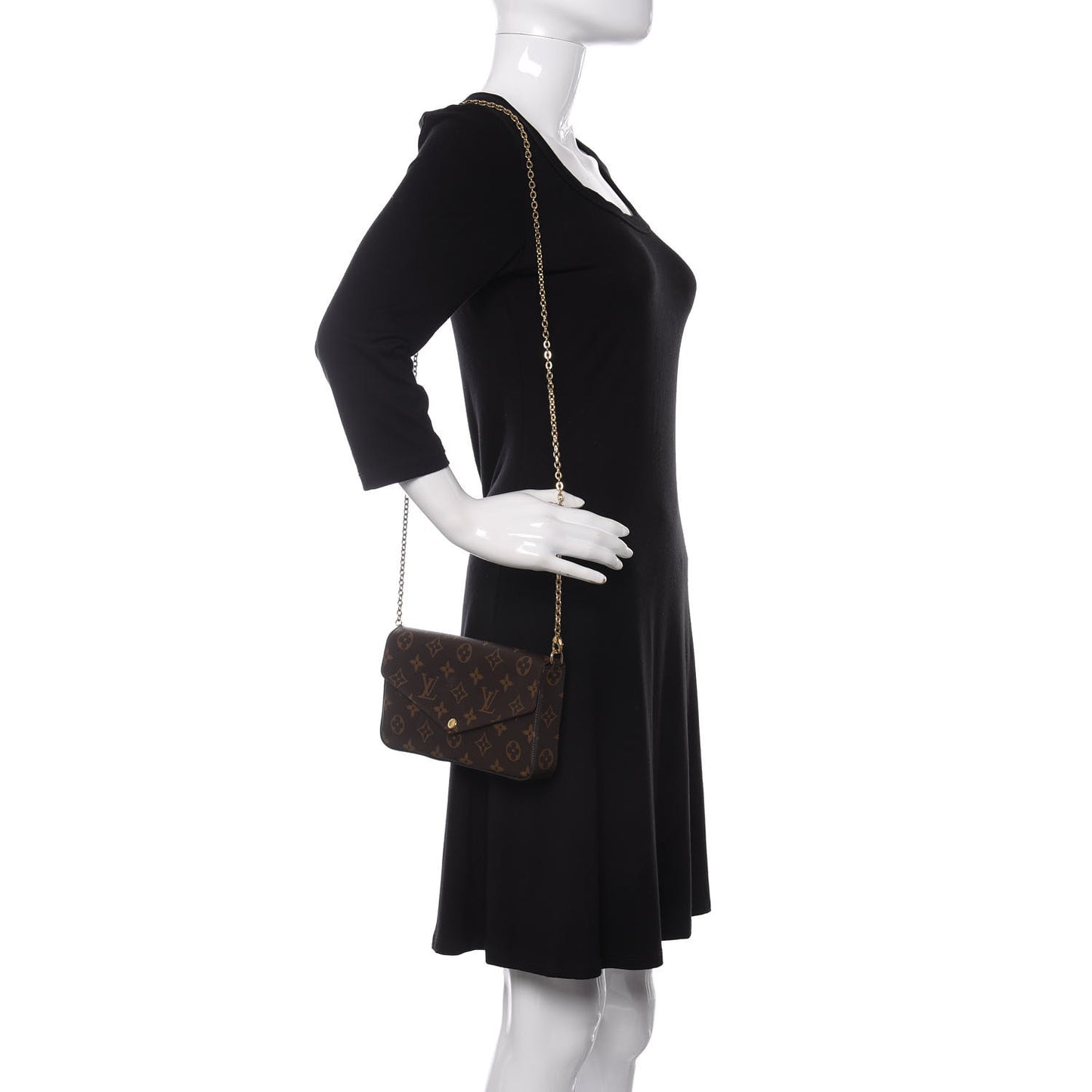 Monogram Pochette Felicie Chain Wallet Fuchsia