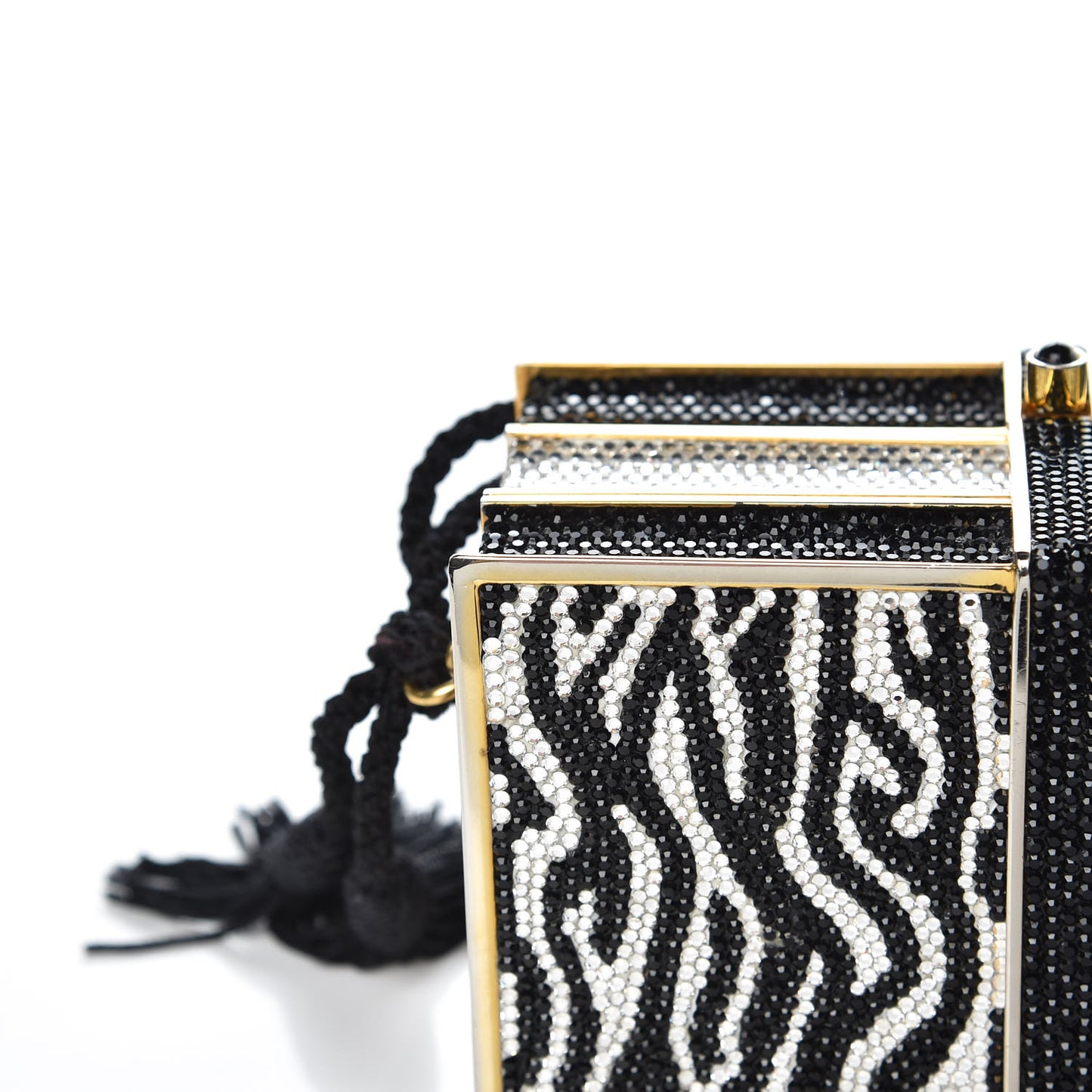 Swarovski Crystal Zebra Miniaudiere Clutch Black Silver