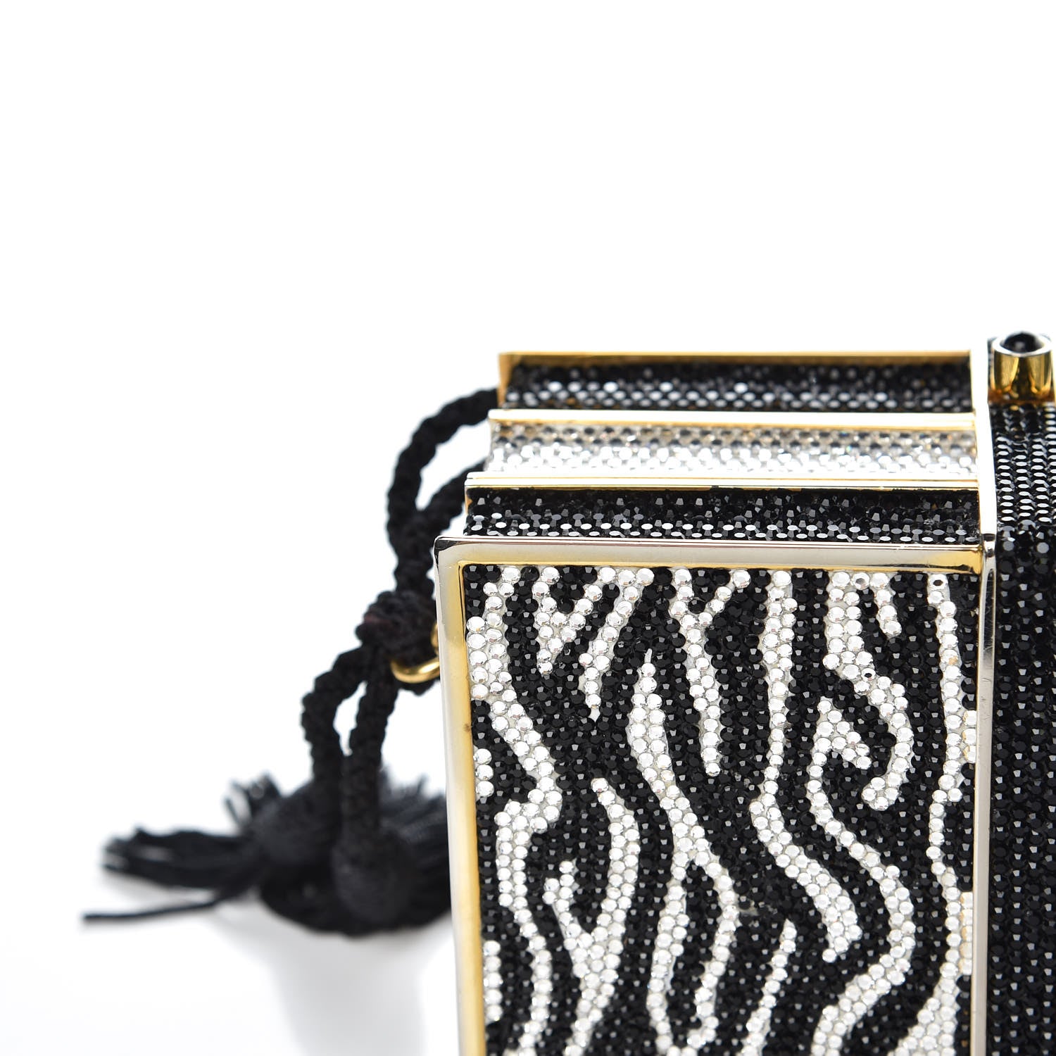 Judith Leiber Swarovski Crystal Zebra Miniaudiere Clutch Black Silver 7 of 17