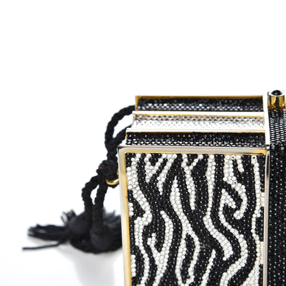 Judith Leiber Swarovski Crystal Zebra Miniaudiere Clutch Black Silver 7 of 17