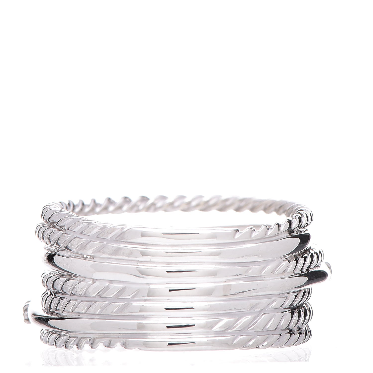 David Yurman Sterling Silver Diamond 11mm Wide Crossover Cable Ring 52 6 3 of 5