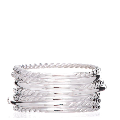 David Yurman Sterling Silver Diamond 11mm Wide Crossover Cable Ring 52 6 3 of 5