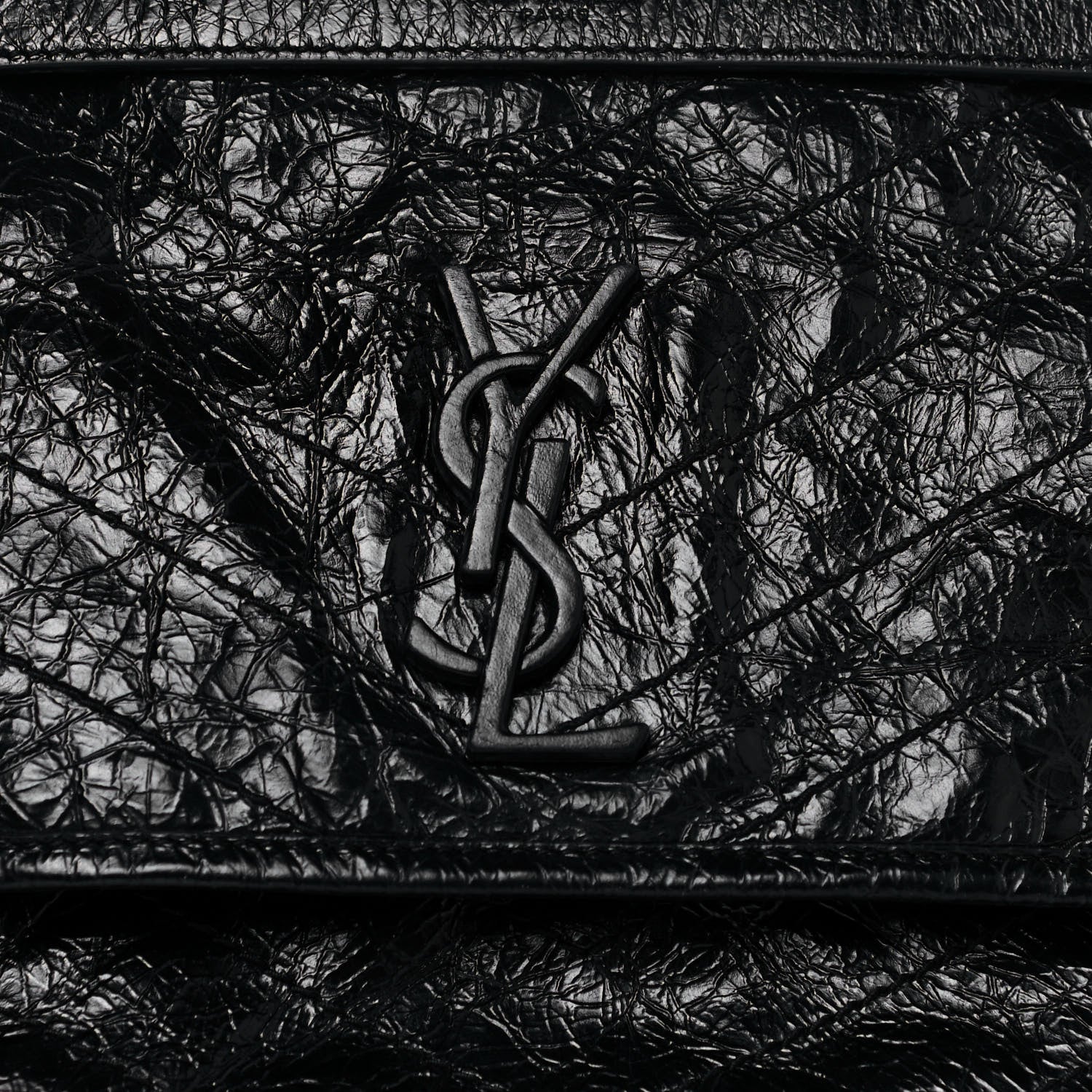 Saint Laurent Crinkled Calfskin Matelasse Monogram Medium Niki Chain Satchel Black 8 of 12