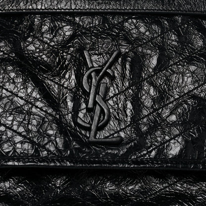 Saint Laurent Crinkled Calfskin Matelasse Monogram Medium Niki Chain Satchel Black 8 of 12