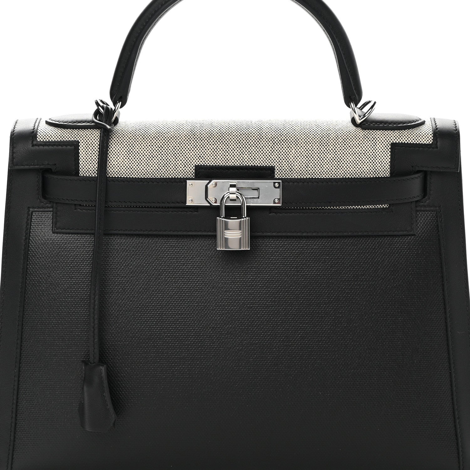 Hermes Berline Toile Swift Kelly Sellier 32 Black Ecru 7 of 10