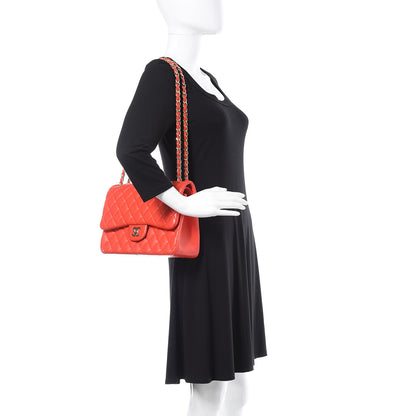 Chanel Lambskin Quilted Jumbo Double Flap Red 2 of 18