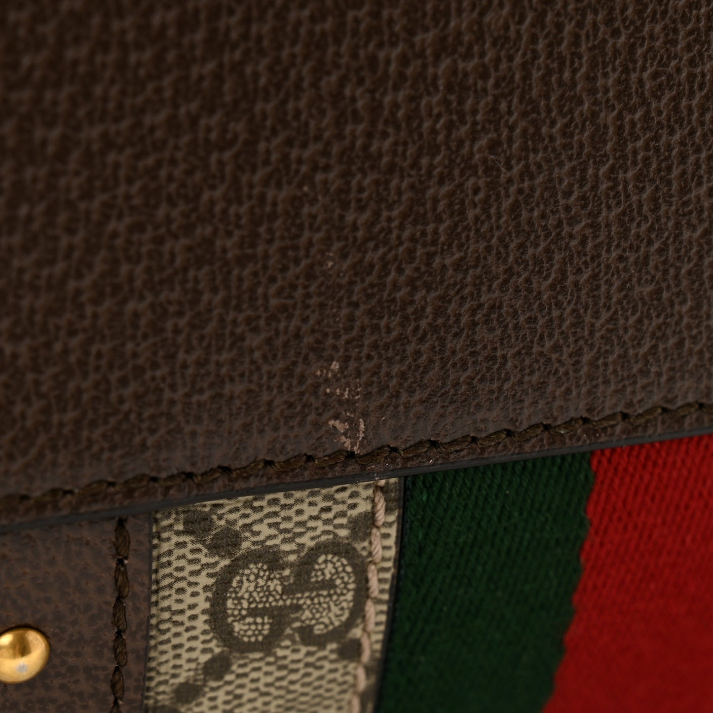 GG Supreme Monogram Textured Dollar Calfskin Web Studded Large Savoy Duffle Bag Beige Ebony
