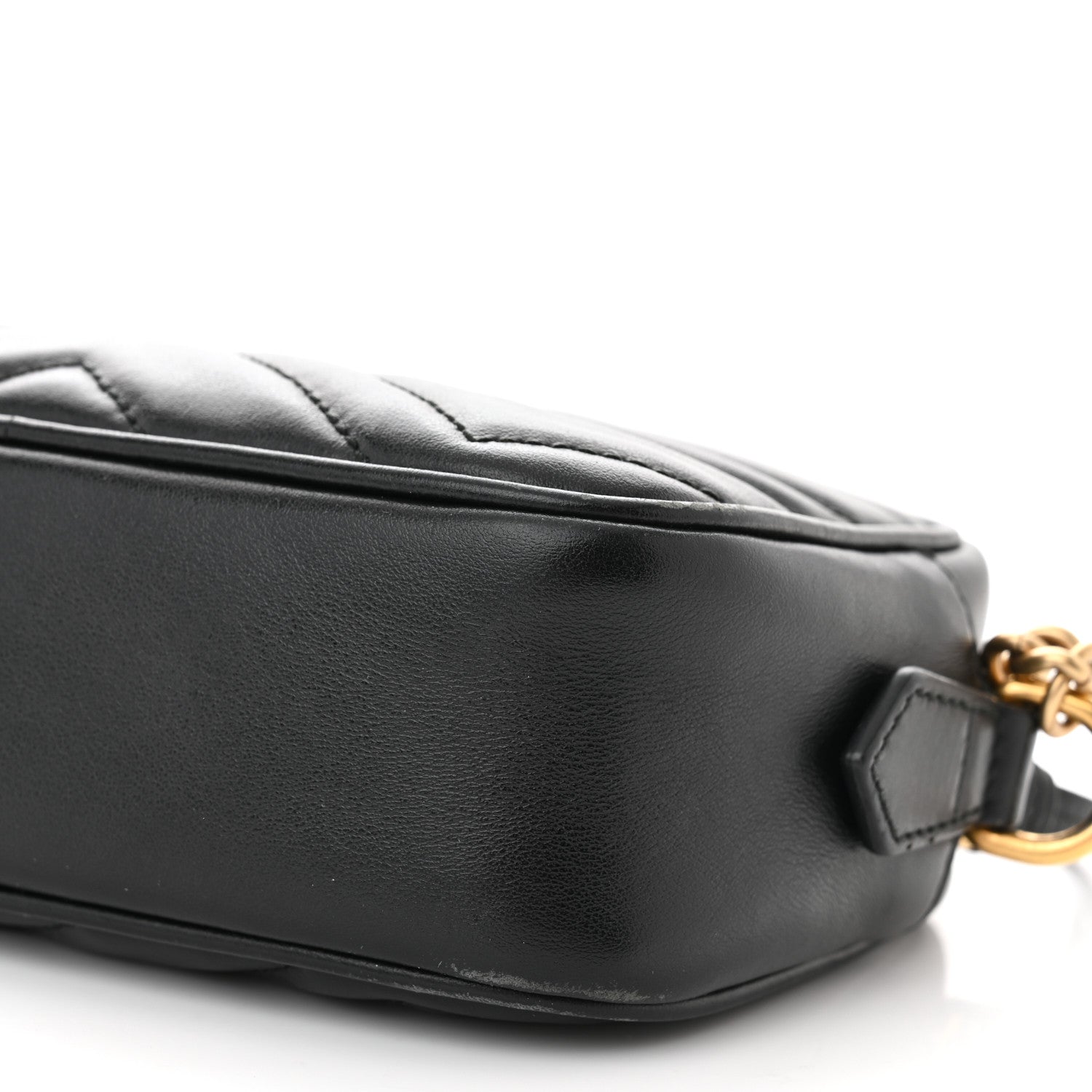 Gucci Calfskin Matelasse Mini GG Marmont Chain Shoulder Bag Black 10 of 12