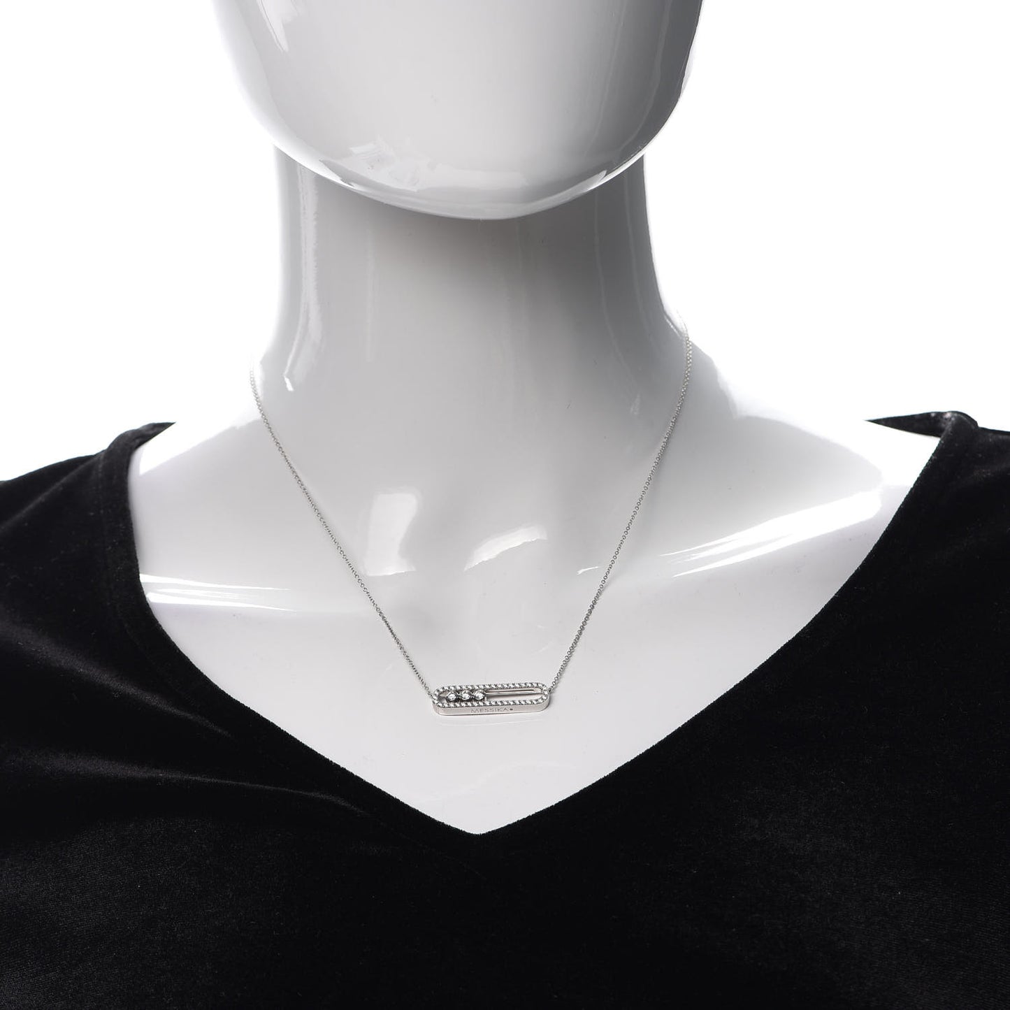 18K White Gold Diamond Move Pave Necklace