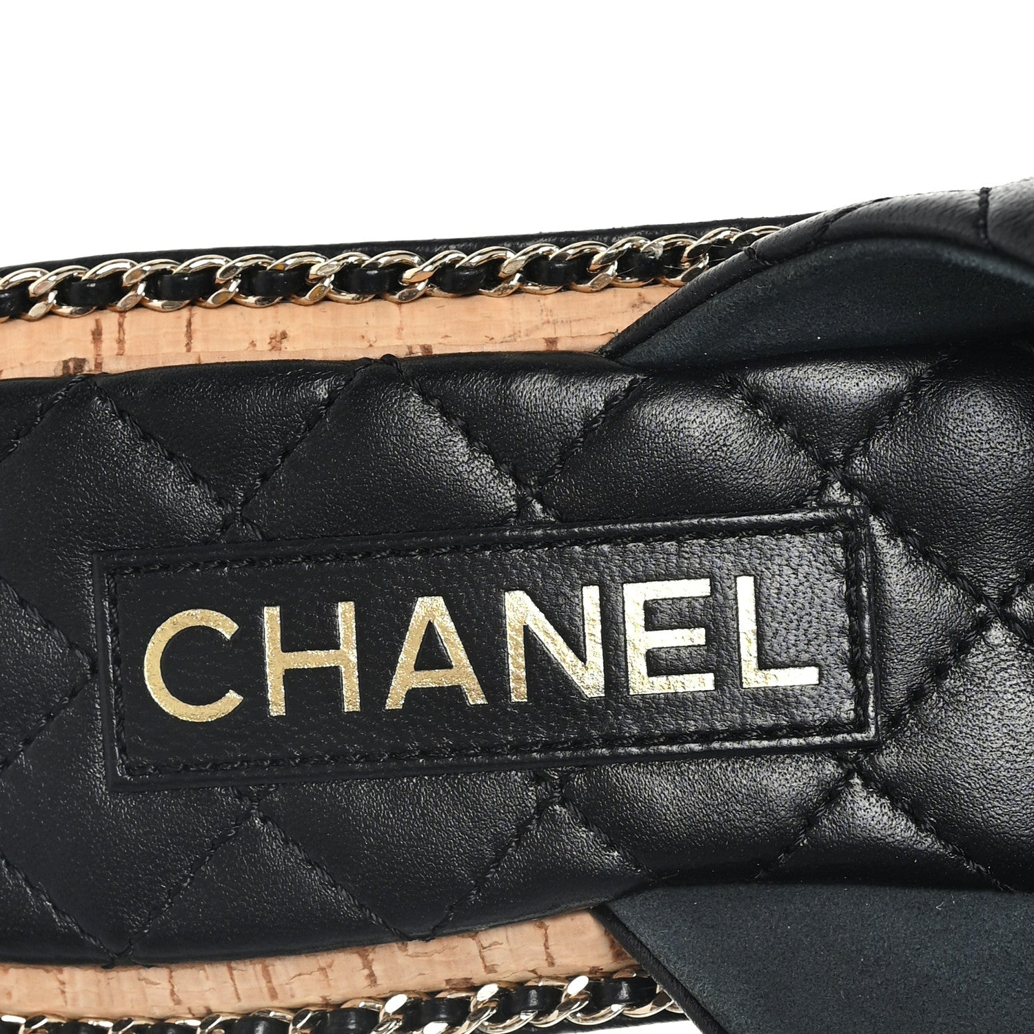 Chanel Shiny Lambskin Quilted Chain CC Sandals 38 Black 8 of 9