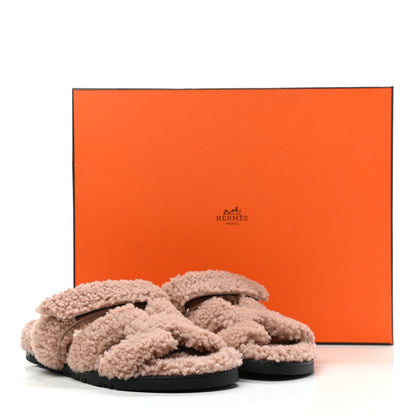 Hermes Woolskin Womens Chypre Sandals 37 Bois De Santal 8 of 8