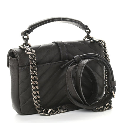 Saint Laurent Sheepskin Matelasse Chevron Monogram College Chain Wallet Coal 3 of 10