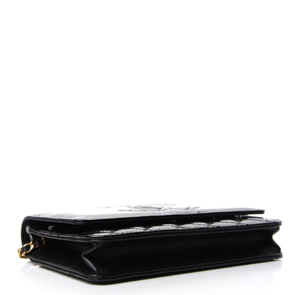 Chanel Shiny Aged Calfskin Quilted CC Wallet On Chain WOC Black 4 of 8