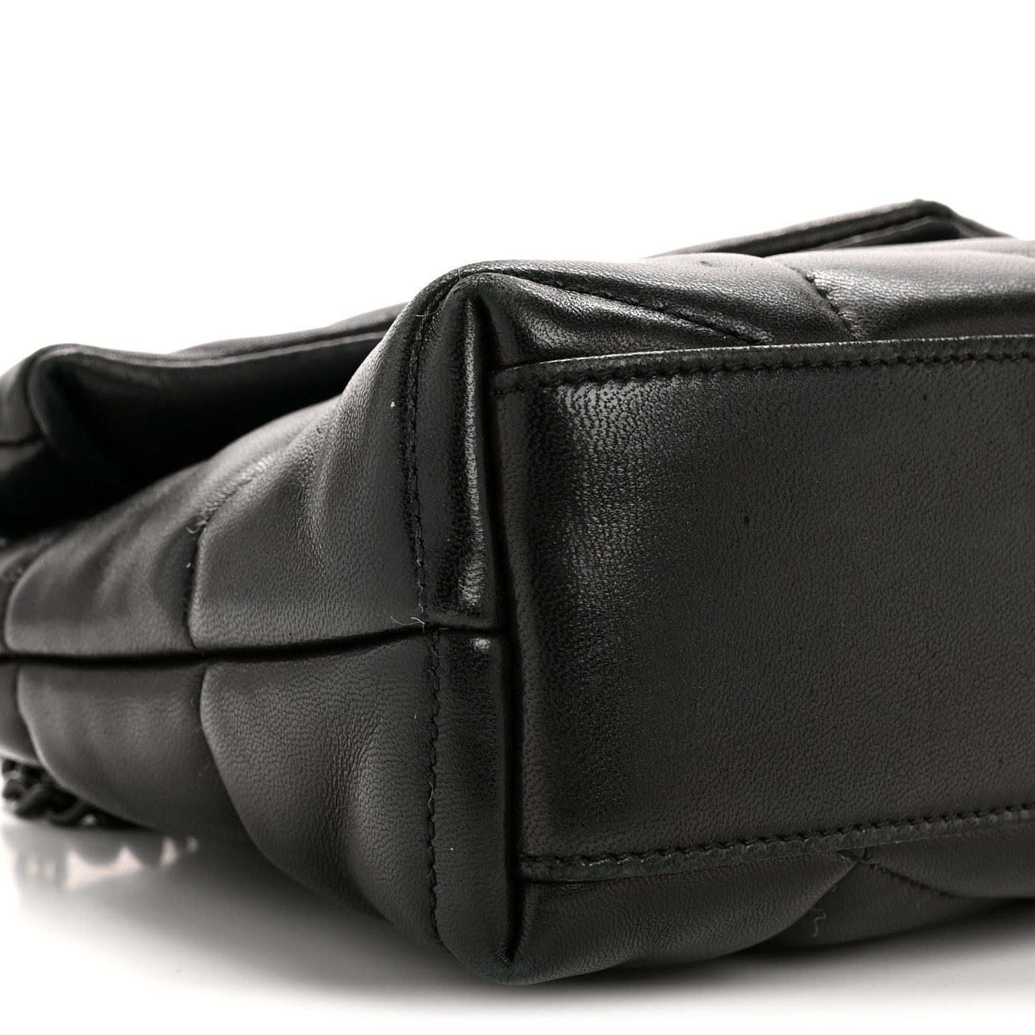 Saint Laurent Lambskin Quilted Toy Loulou Puffer Monogram Monochrome Chain Satchel Black 9 of 13
