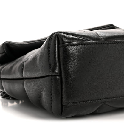 Saint Laurent Lambskin Quilted Toy Loulou Puffer Monogram Monochrome Chain Satchel Black 9 of 13