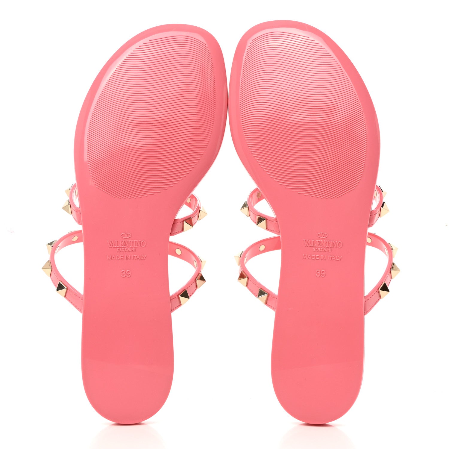Valentino Garavani PVC Jelly Rockstud Caged Flat Thong Sandals 39 Dawn Pink 5 of 8