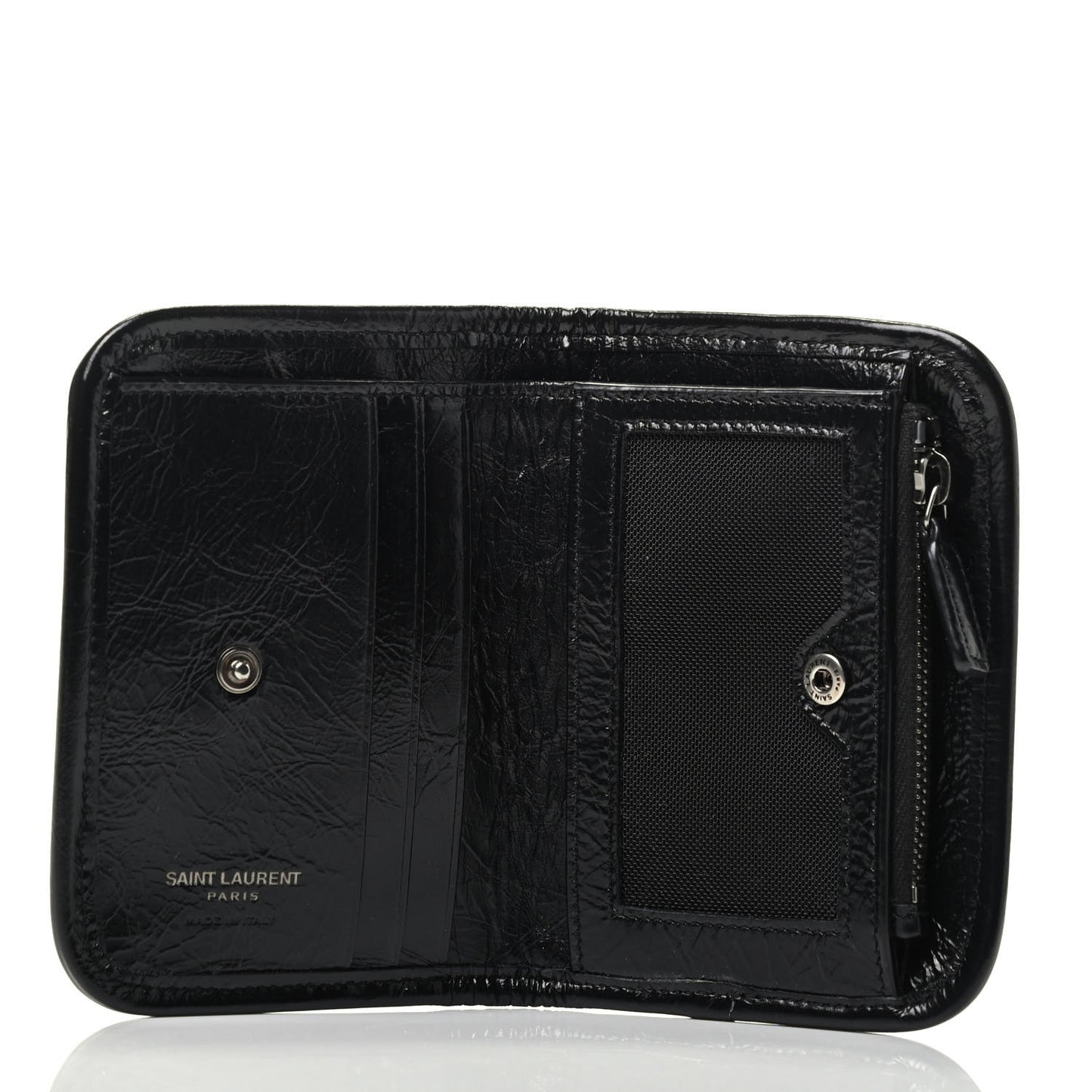 Crinkled Calfskin Matelasse Monogram Niki Card Holder Black