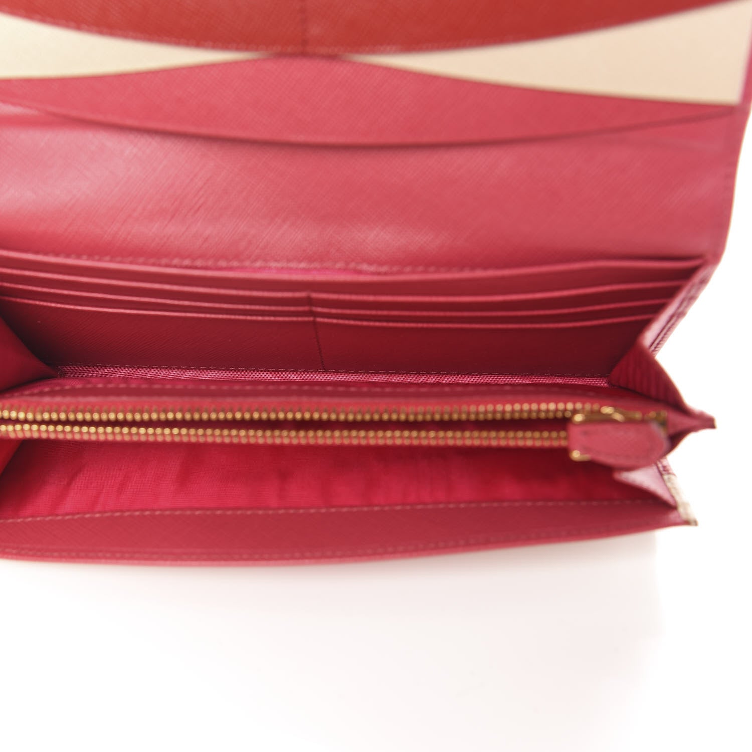 Prada Saffiano Metal Continental Flap Wallet Fragola Talco 5 of 9