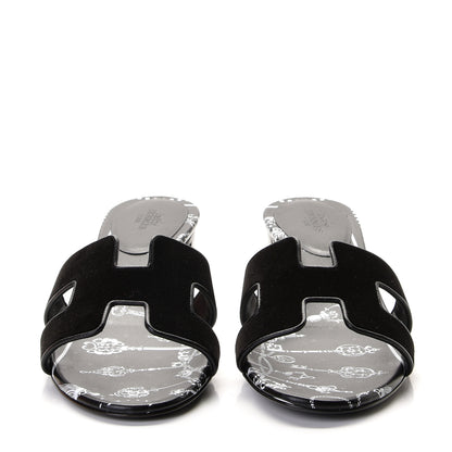 Hermes Velvet Oasis Sandals 37 Black 5 of 10