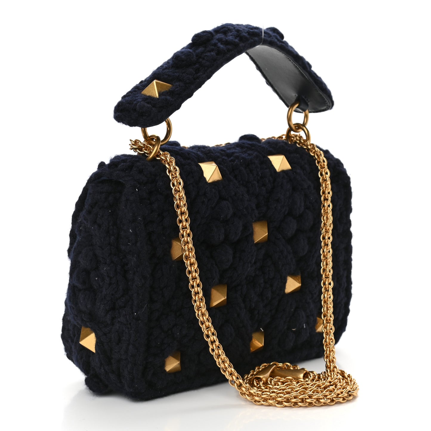 Cashmere Medium Roman Stud Shoulder Bag Marine