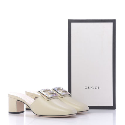 Gucci Malaga Kid Crystal Square G Madelyn Mules 39 Vintage White 9 of 9