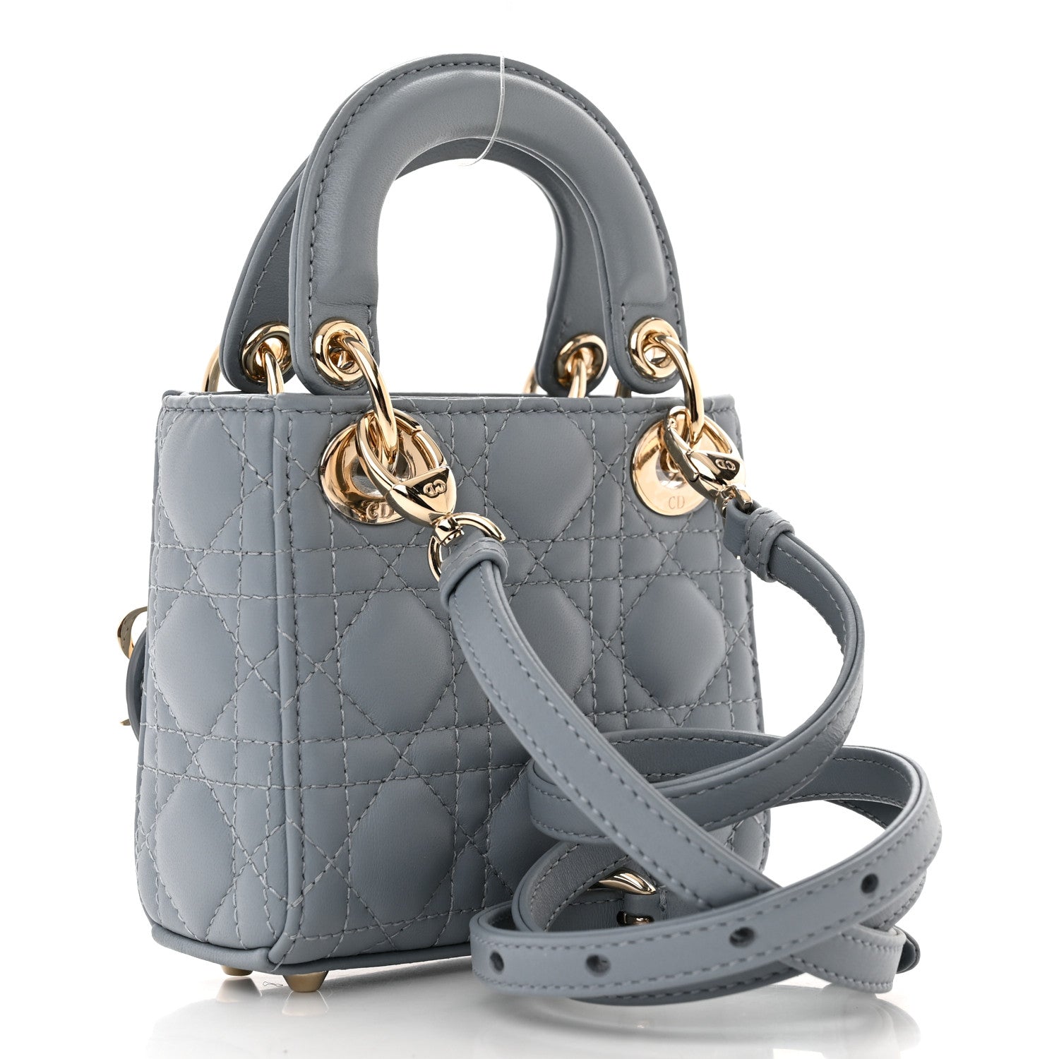 Christian Dior Lambskin Cannage Micro Lady Dior Cloud Gray 3 of 10