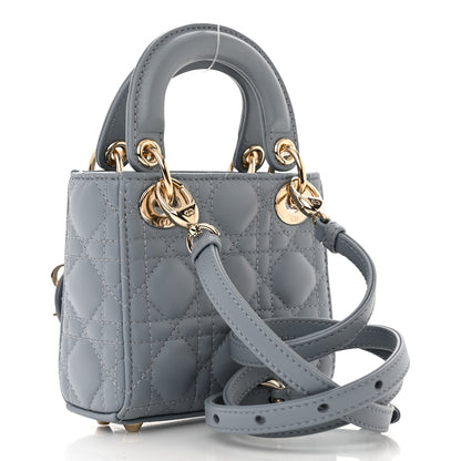 Christian Dior Lambskin Cannage Micro Lady Dior Cloud Gray 3 of 10