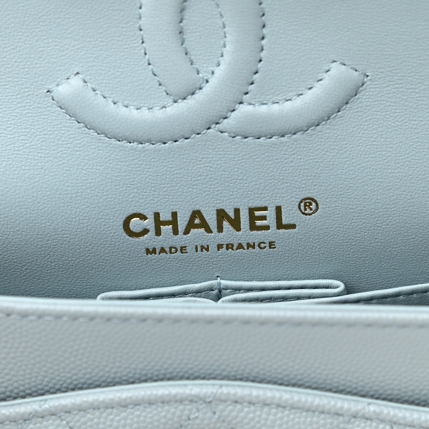 Caviar Quilted Small Double Flap Light Blue