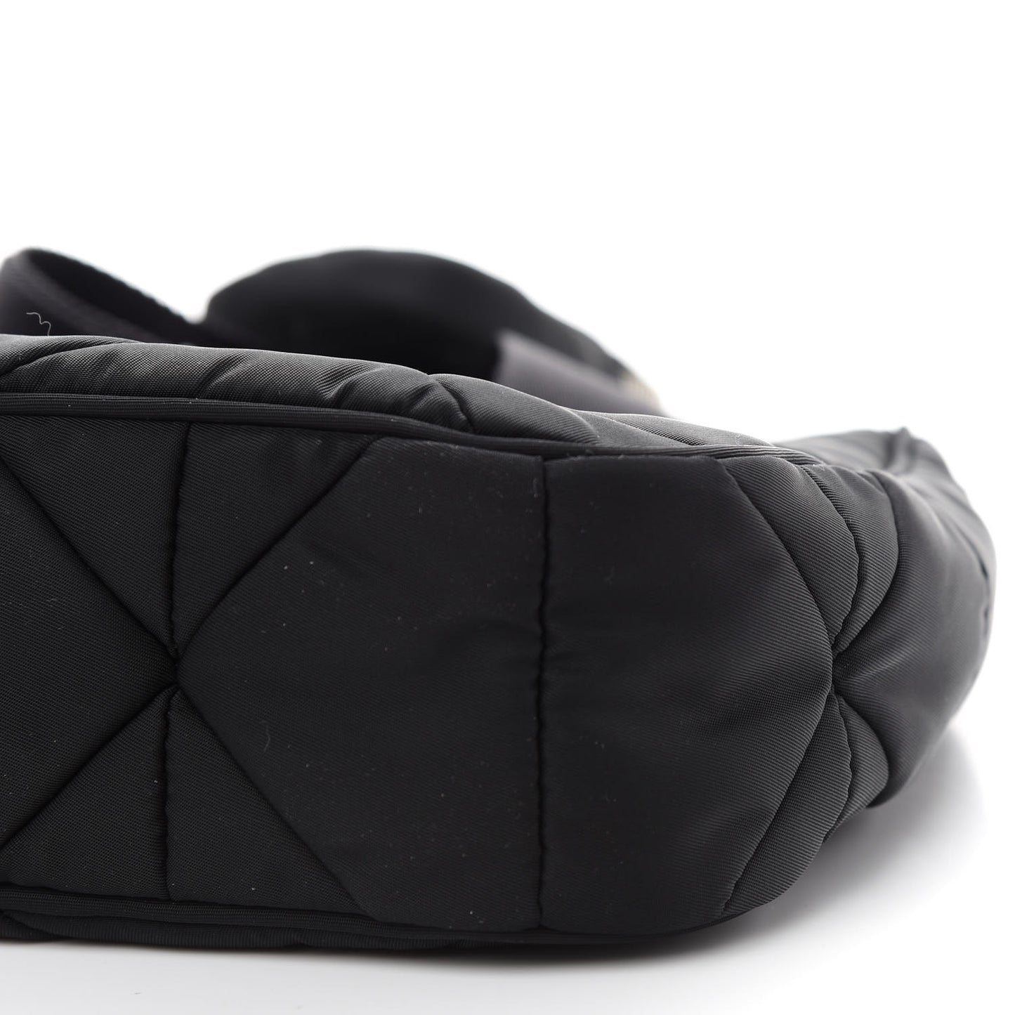 Re-Nylon Triangle Padded Patchwork Shoulder Bag Black