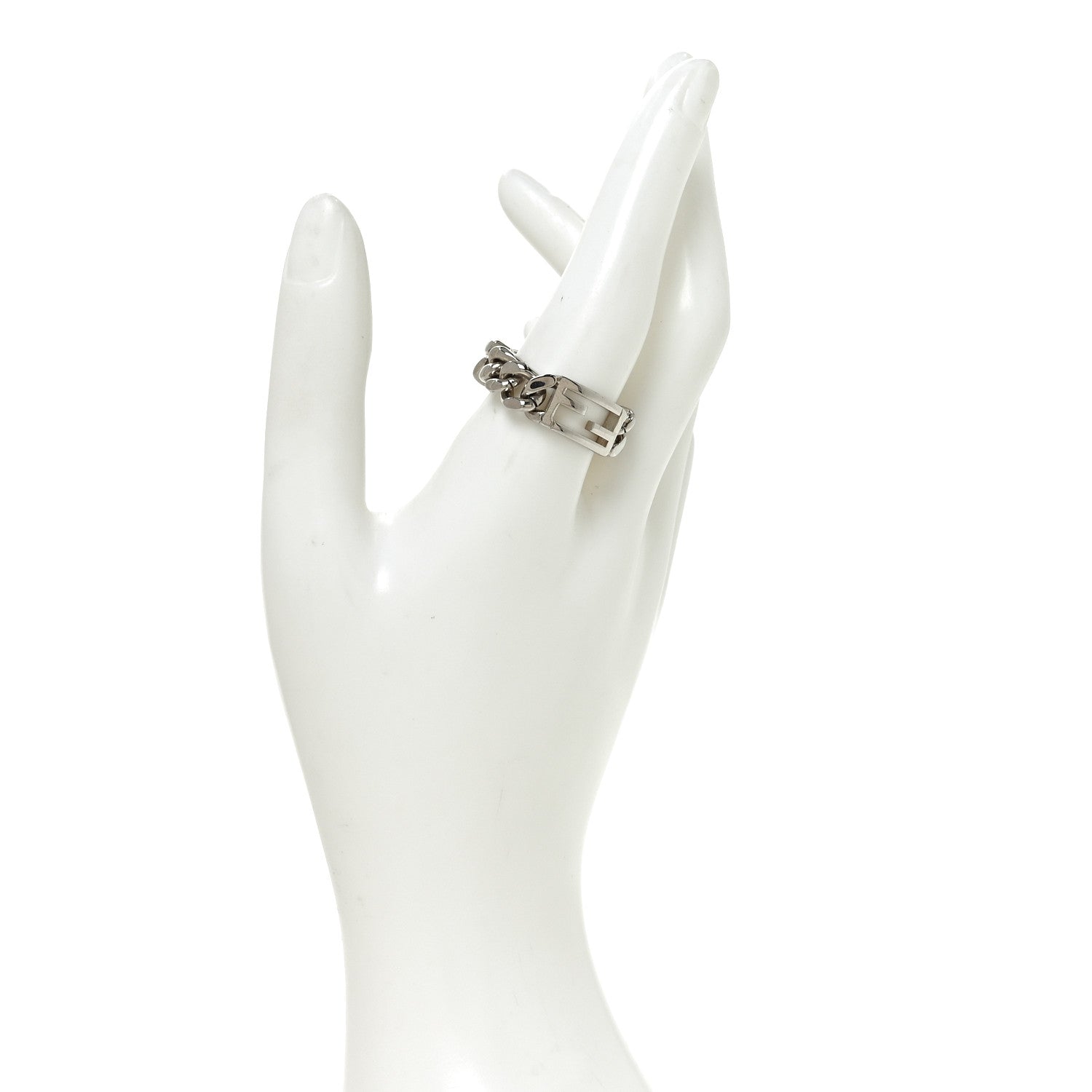 FENDI FFリング　シルバー　S Fendi Metal FF Chain Ring S Silver 1889414 – FASHIONPHILE