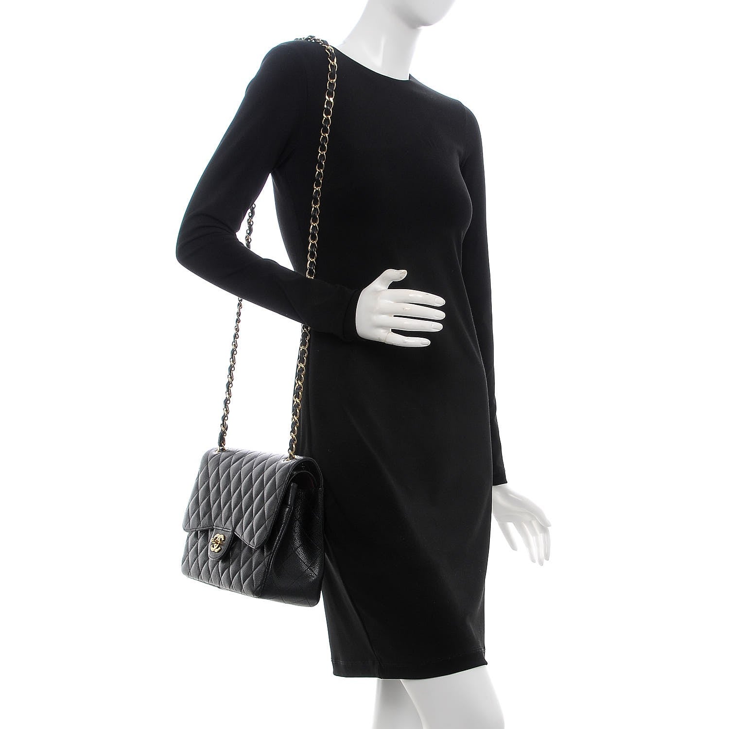 Chanel Caviar Quilted Jumbo Double Flap Black 2 of 13