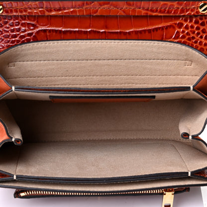 Givenchy Calfskin Crocodile Embossed Suede Small GV3 Shoulder Bag Cognac 4 of 6