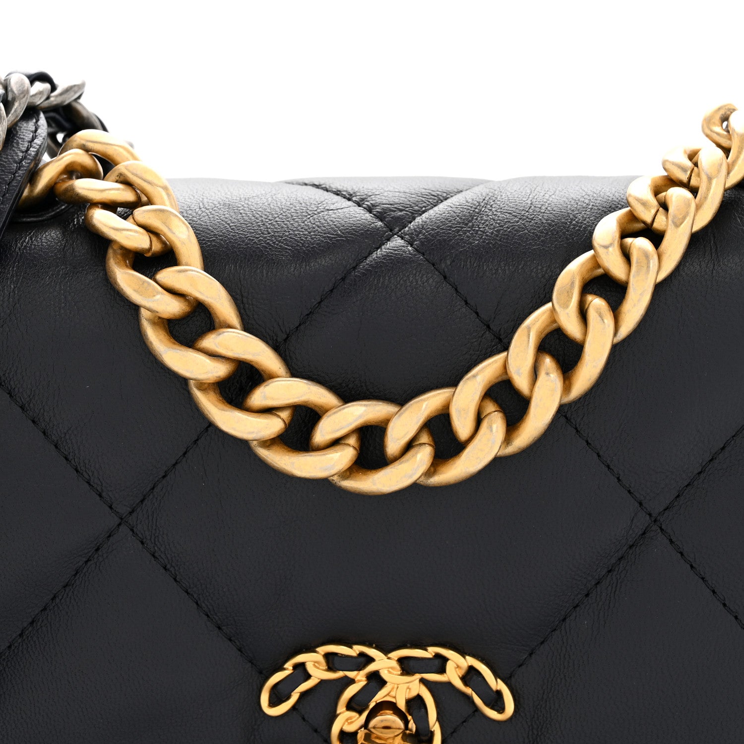 Chanel Goatskin Quilted Medium Chanel 19 Flap Navy Blue 1842159