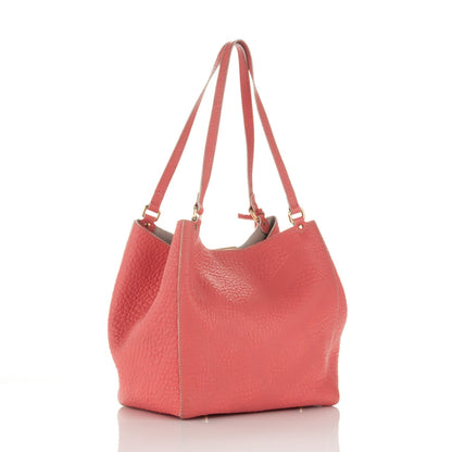 Burberry Signature Grain Calfskin Check Embossed Small Canterbury Tote Rose Pink 3 of 9