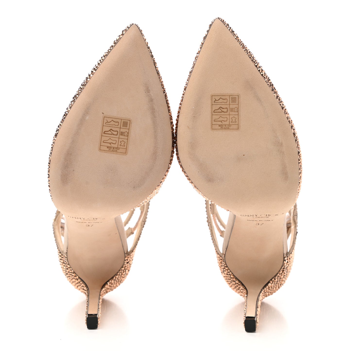 Crystal Satin Lancer 100 Pumps 37 Rose Gold