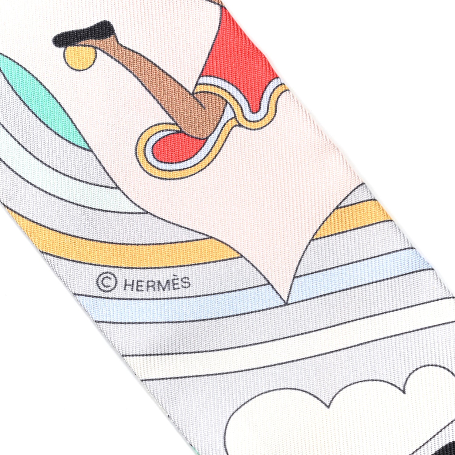 Hermes Silk Carres Volants Twilly Grenadine Gris Perle Rose Pale 3 of 4