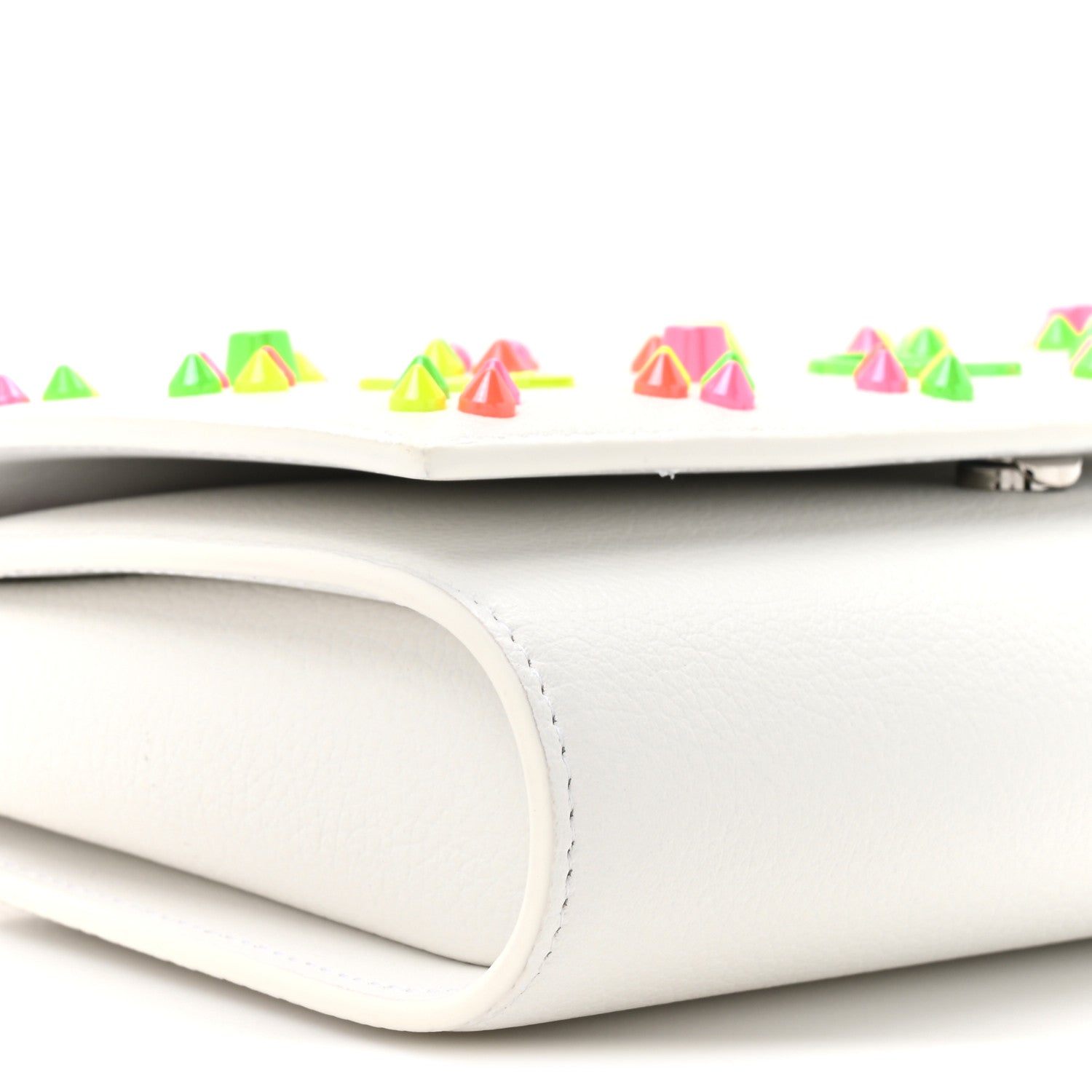 Christian Louboutin Calfskin Spikes Loubinthesky Paloma Clutch White 9 of 11