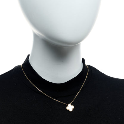 Van Cleef & Arpels 18K Yellow Gold Mother of Pearl Vintage Alhambra Pendant Necklace 2 of 5