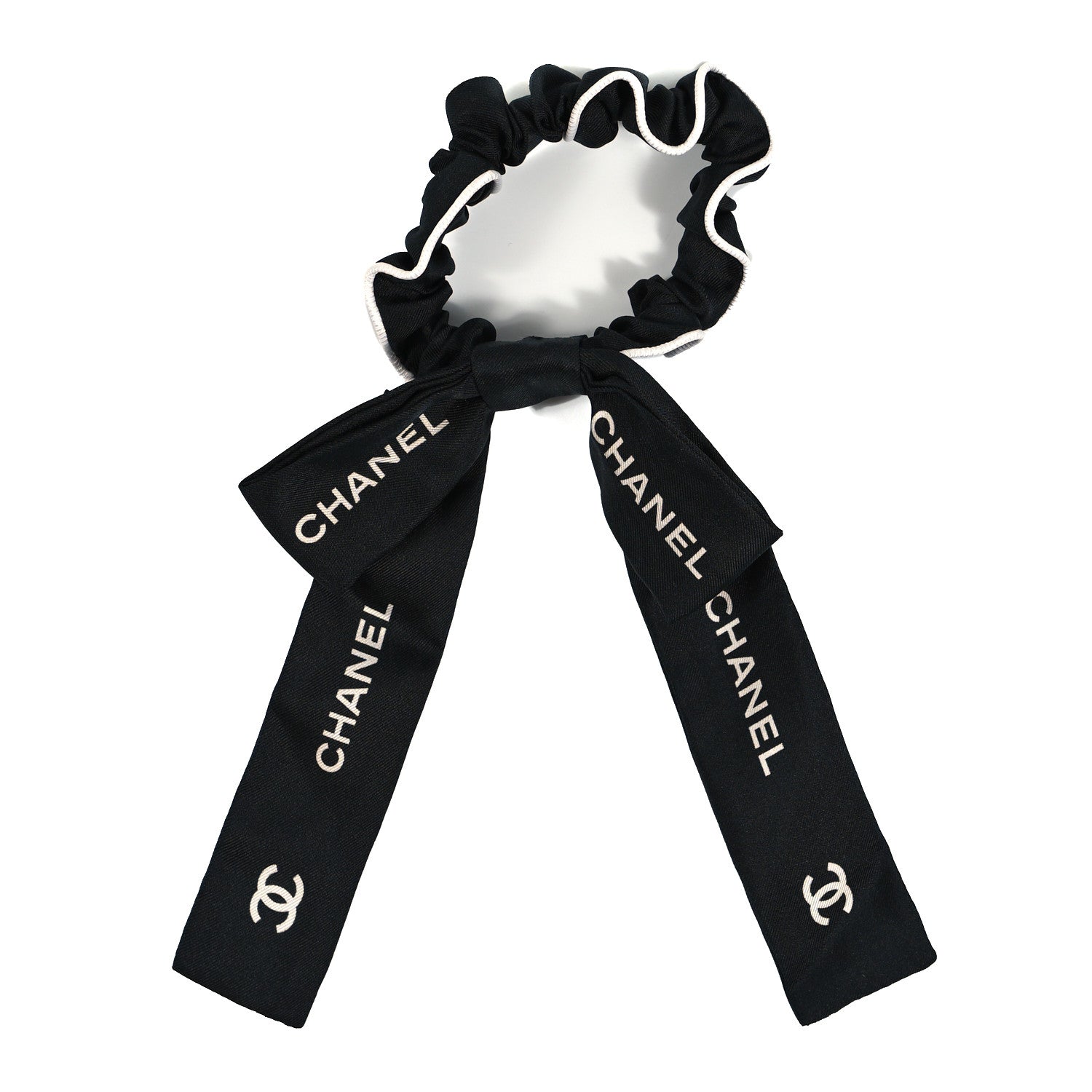Chanel Silk CC Hair Tie Black 1 of 3