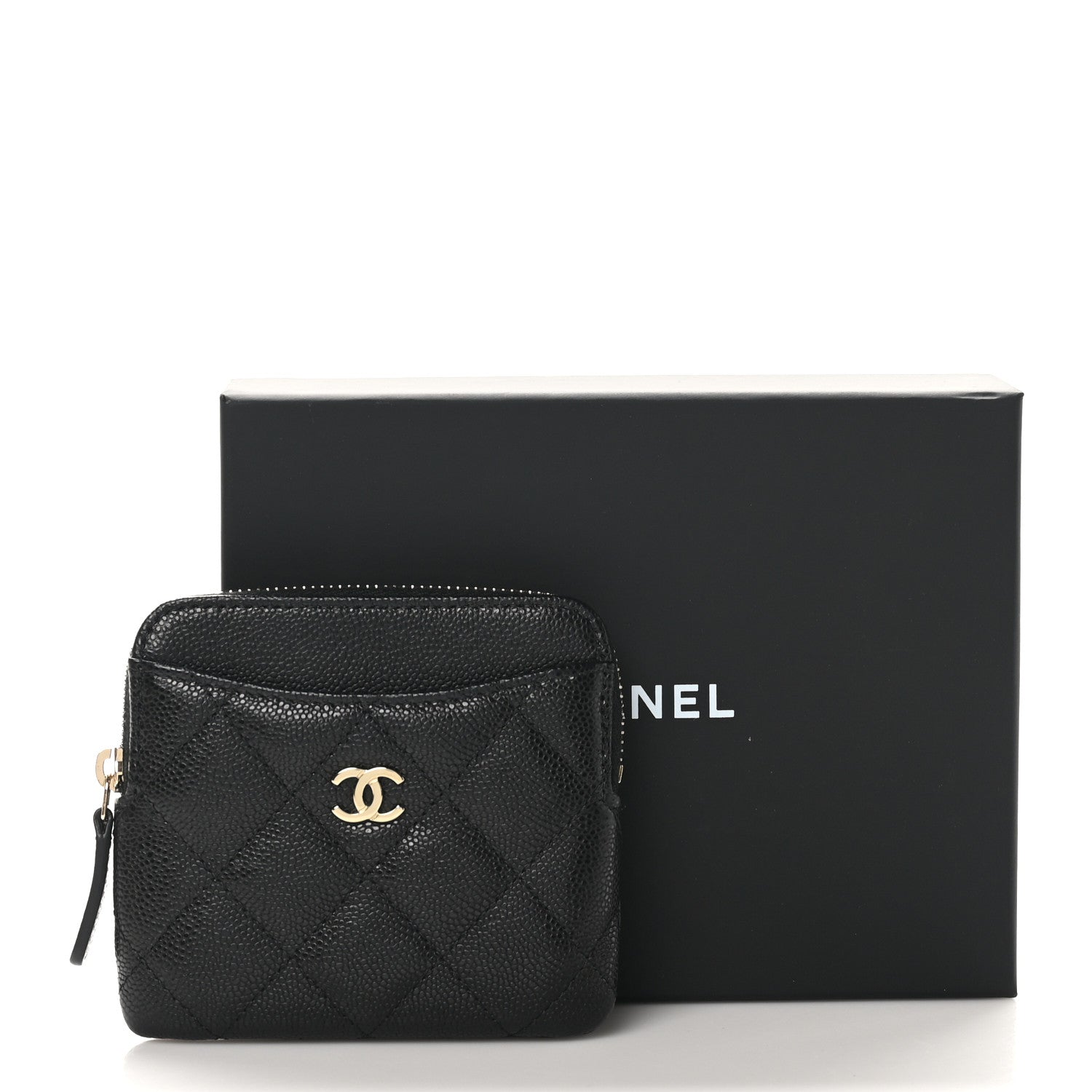 Chanel Caviar Quilted Zip Card Holder Wallet Black 8 of 8