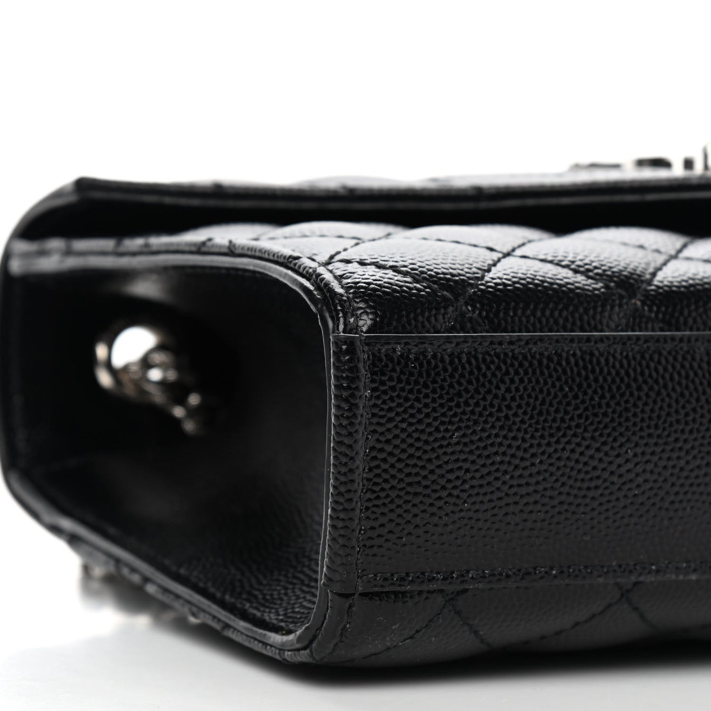 Grain De Poudre Textured Mixed Matelasse Triquilt Small Monogram Satchel Black