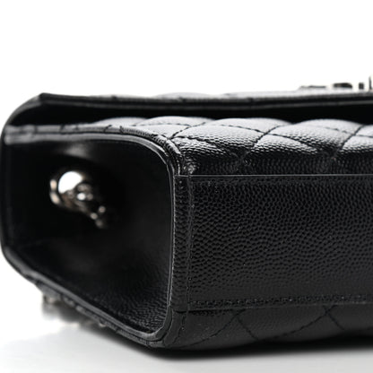 Saint Laurent Grain De Poudre Textured Mixed Matelasse Triquilt Small Monogram Satchel Black 7 of 8
