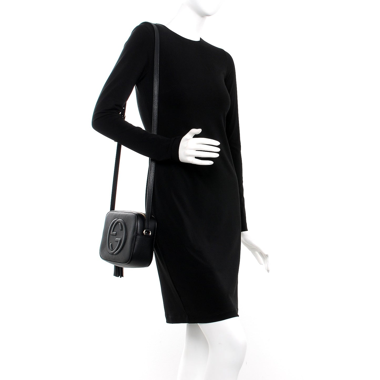 Pebbled Calfskin Small Soho Disco Bag Black