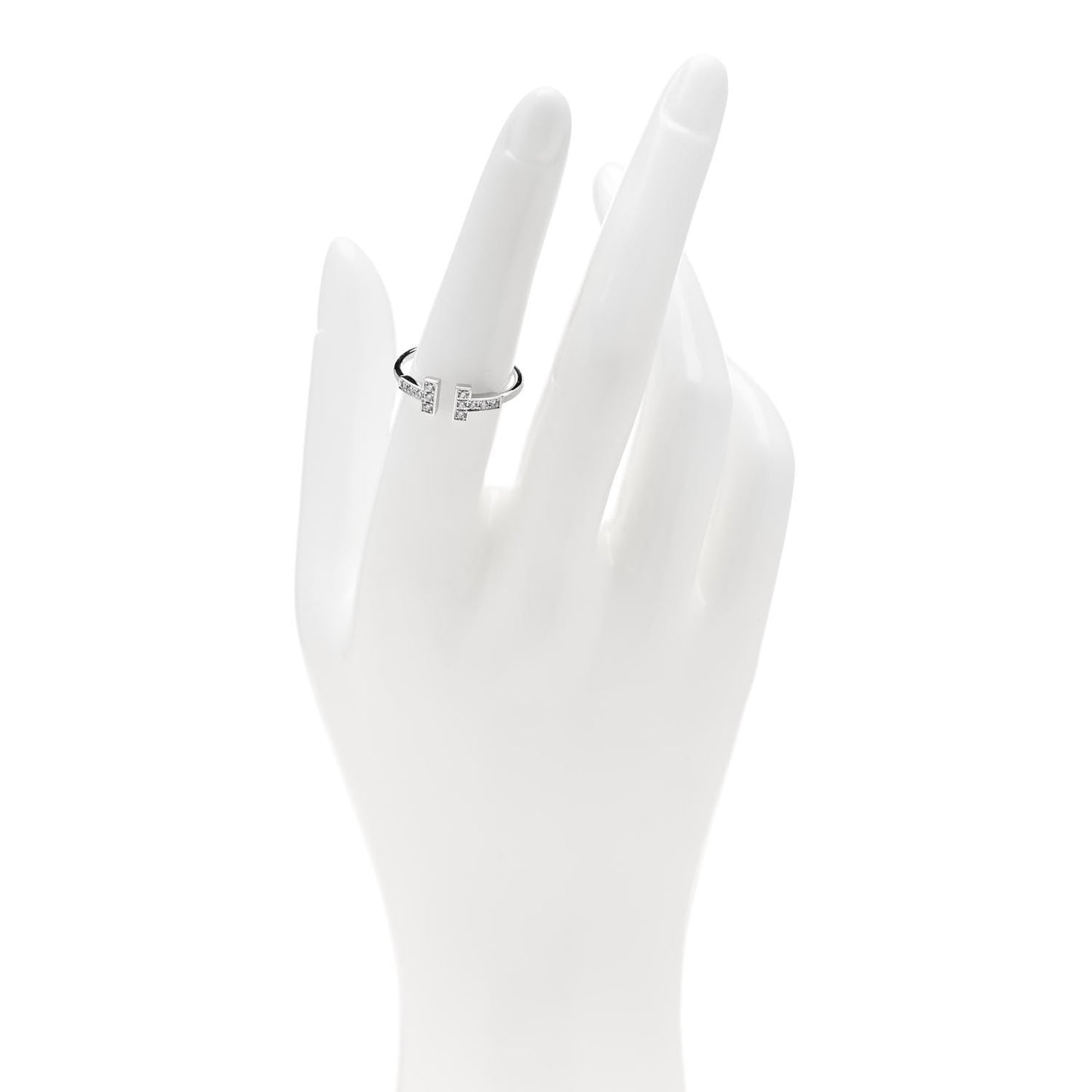18K White Gold Diamond T Wire Ring 53 6.25