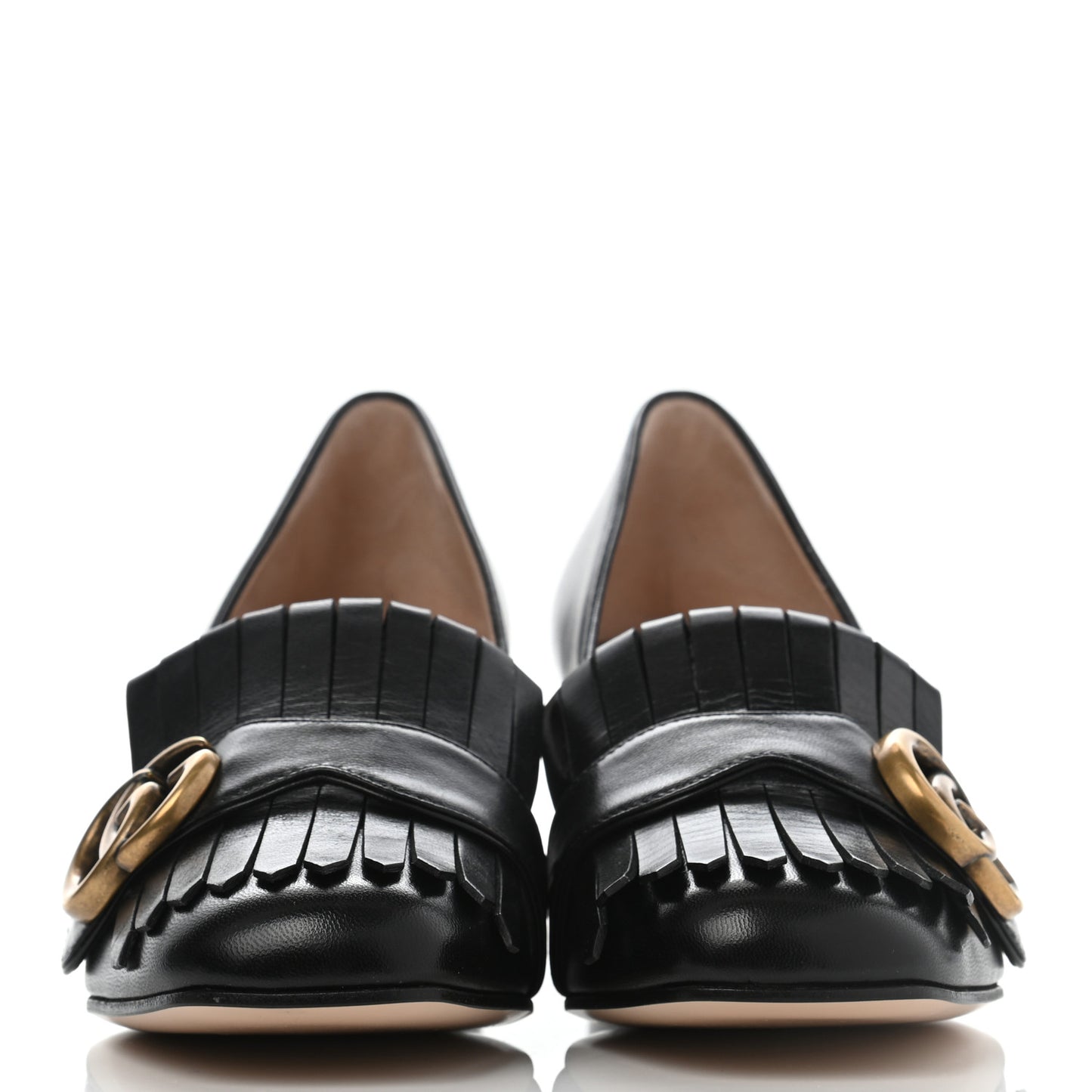 Malaga Kid GG Marmont Fringe 50mm Loafer Pumps 35 Black