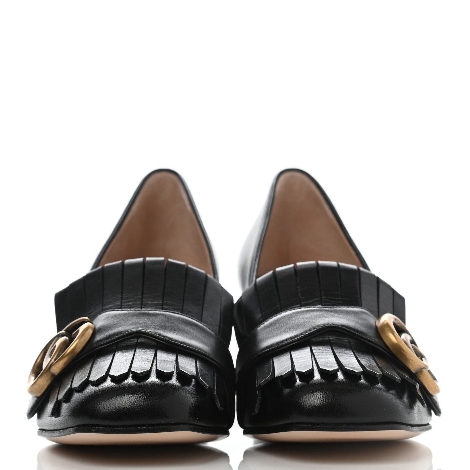 Gucci Malaga Kid GG Marmont Fringe 50mm Loafer Pumps 35 Black 2 of 8