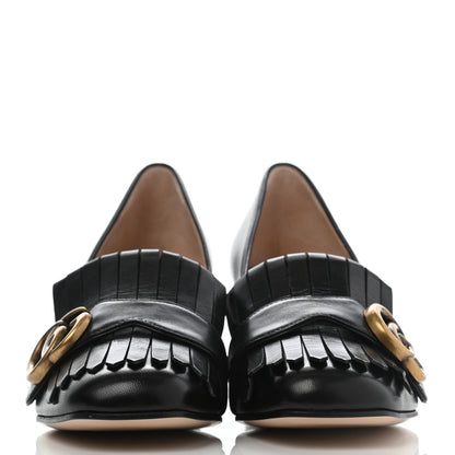 Gucci Malaga Kid GG Marmont Fringe 50mm Loafer Pumps 35 Black 2 of 8