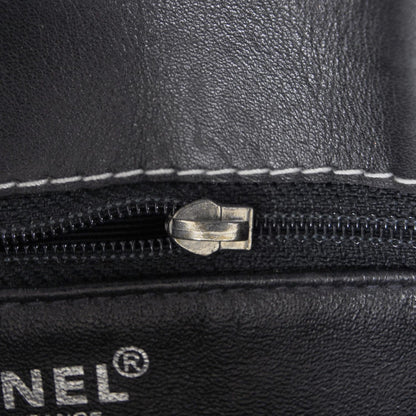 Chanel Leather Contrast Stitch Surpique Shoulder Bag Black 10 of 10